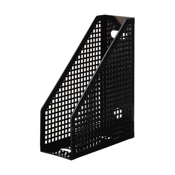 (まとめ) TANOSEE メッシュボックスA4タテ 背幅103mm 黒 1セット(10個) (×5セット)