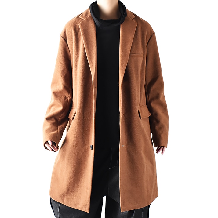 チェスターコート メンズ ロング 大きいサイズ ロングコート ビジネス カジュアル ひざ下 チェスター コート 暖かい 通勤 通学 ゆったり 秋 秋服 冬 冬服 キャメル オーバーコート アウター チ