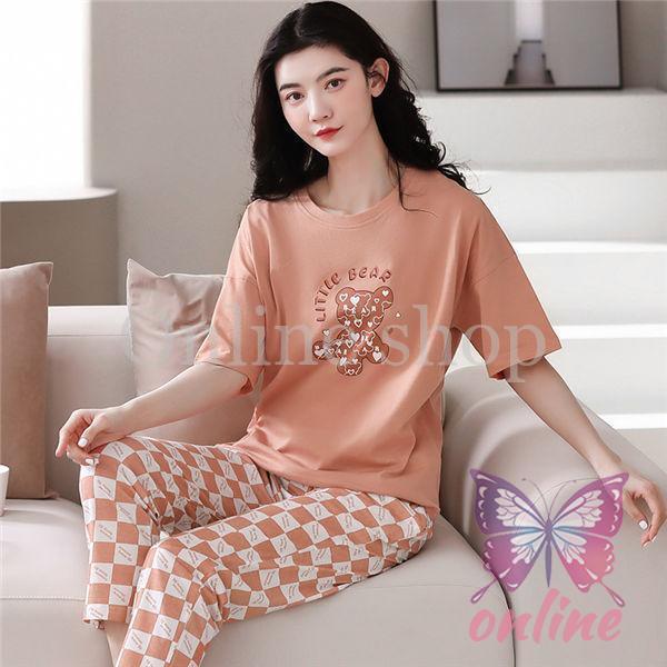 【急速出荷!】パジャマ レディース 上下セット 綿 半袖 チェック柄パンツ トップス+パンツ トップス ズボン 部屋着 コットン ホテル 春夏秋用 可愛い パジャマストアをフォローする