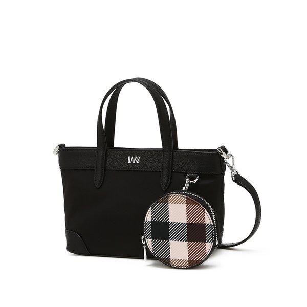 [25SS] [定番商品] ブラックロゴ装飾レザーハンドバッグWCBA5E842BK