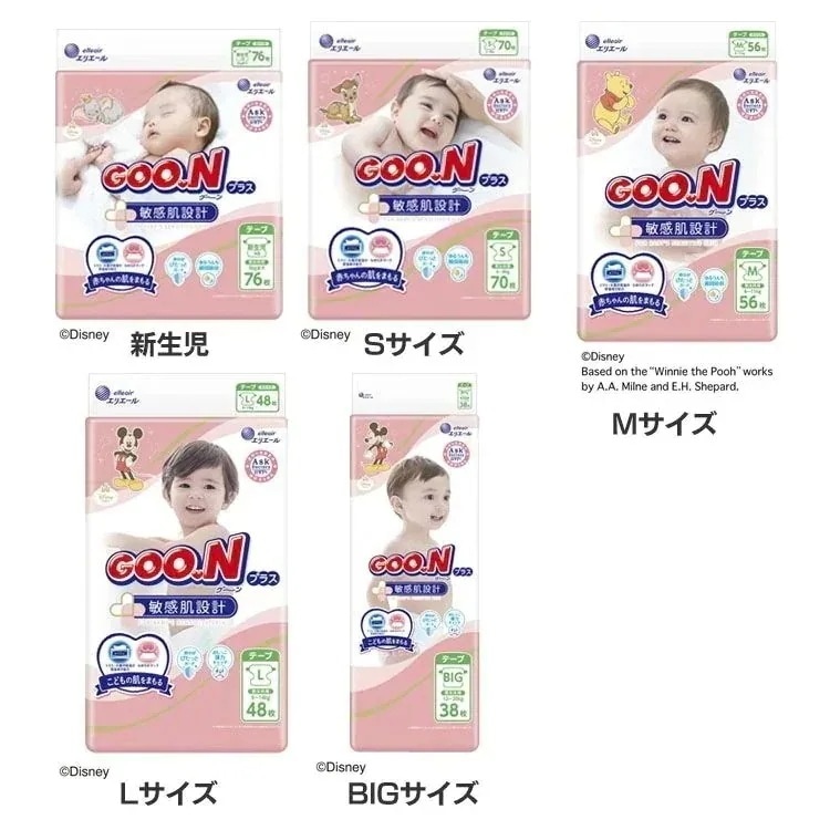 [4個セット] グーン プラス 敏感肌設計 テープ 新生児 (お誕生5kg) メガ割