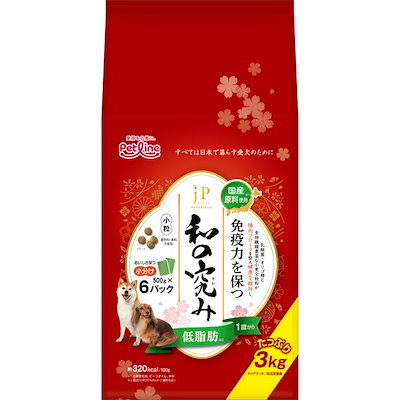 他サイト： ペットライン　JPスタイル和の究み 小粒 低脂肪 1歳から 3kg(500g×6)の商品画像