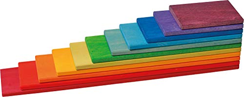 グリム 玩具 おもちゃ 知育玩具 木製 積み木 見立て遊び ボード 幅37×奥行7×厚み0.8cm(最大パーツ) レインボー ビルディングボード