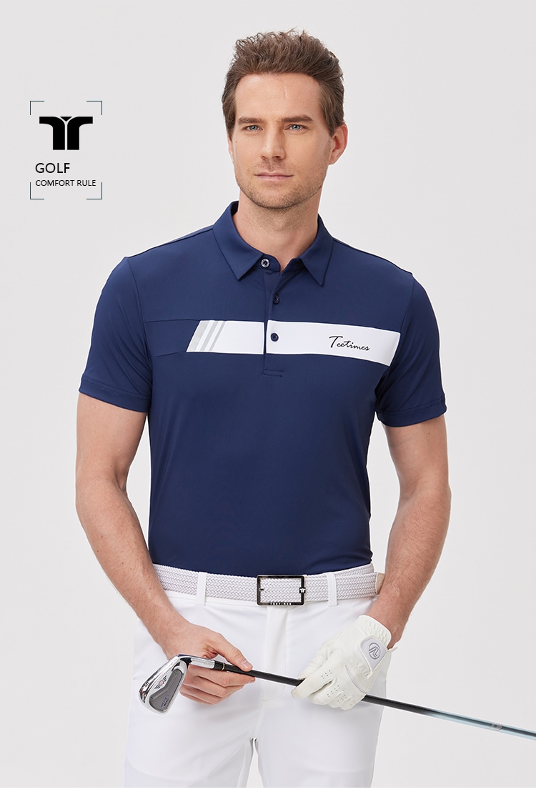 Teetimes ゴルフウェア メンズ 半袖 Tシャツ 23 春夏 薄着 メンズ カジュアル ラペル ポロシャツ