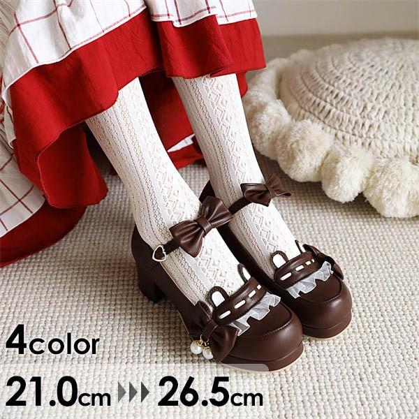 【人気製品 急速出荷】 ロリータ 厚底 ロリィタパンプス ゴスロリ おでこ靴 ロリィタ靴 ヒール5センチ レディース メイド靴 可愛い 女の子 リボン付き 日常 文化祭