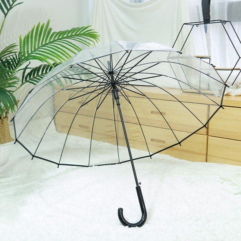 正規店仕入れの メンズ レディース 長傘 長柄 折れない 透明 長傘 直径97cm ボタン手動開閉式 透明傘 雨傘 傘
