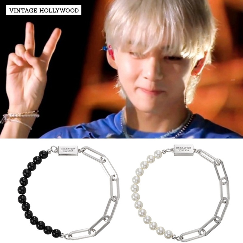 bts v着用 Chain Half Pearl Bracelet