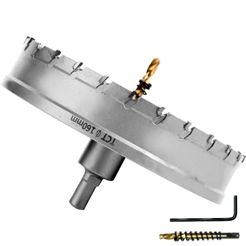 【DIYのプロ推薦】 超硬 ステンレス ホールソー 穴あけ 電動ドリル ホルソー ホールカッター ShopXJ (1, 160ｍｍ)