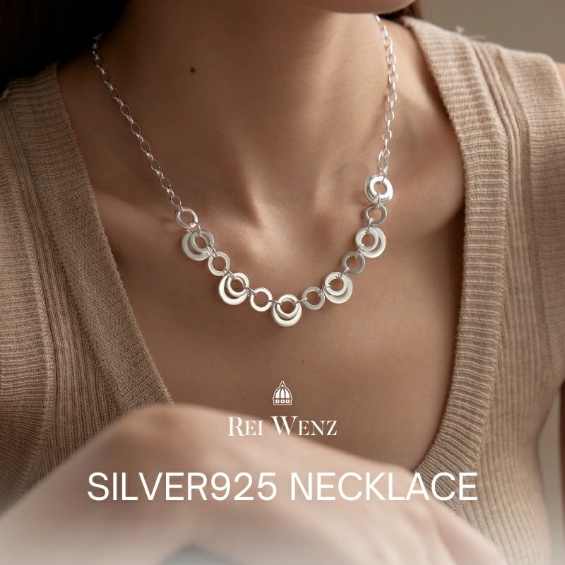 【高品質silver925】ネックレス チェーン リング まる ドット シルバー925 インスタ 大人かわいい おしゃれ シンプル レディース シルバー ゴールド 重ね 大人