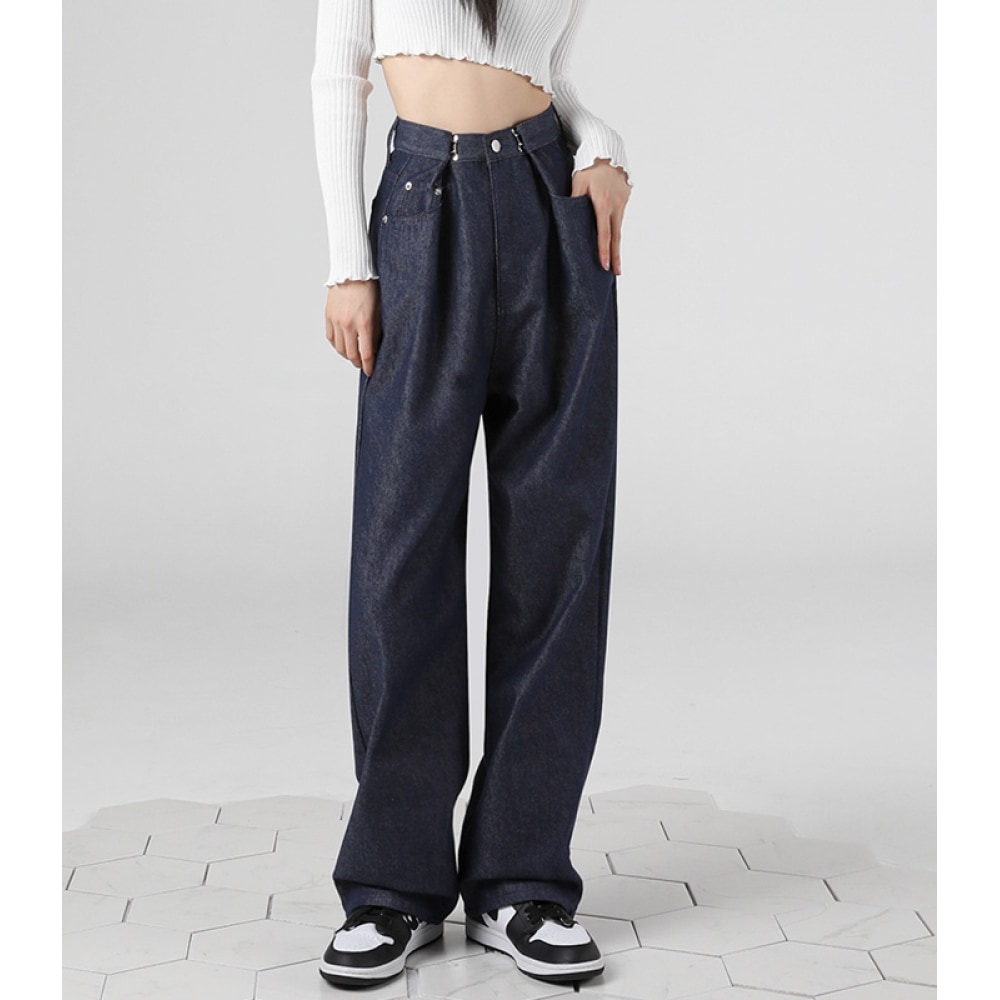 AVANDRESS バックルワイドデニムパンツ セルビッチブルー