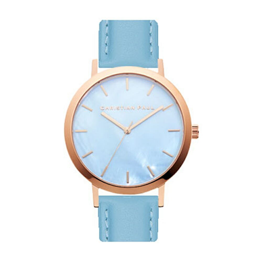 日本正規品 クリスチャンポール 腕時計 手表 レディース 誕生日 プレゼント 革ベルト ブルー シェル シンプル 仕事用 おしゃれ かわいい 結婚祝い 女友達 20代 30代 40代 記念日プレゼント