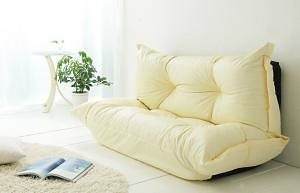 もこもこカウチソファ[BAUM]合皮レザー アイボリー