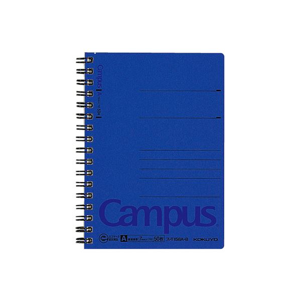 【新発売】 （まとめ）コクヨ キャンパスツインリングノート（色厚表紙）A6 A罫 50枚 青 ス-T158A-B 1セット（5冊）5セット 紙製品・封筒