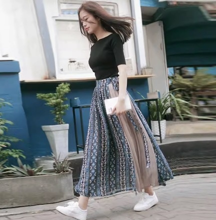 レディース スカート チュールスカート フレアスカート ミモレ ロング Aライン レース フリル ウエストゴム 切り替えデザイン 大人可愛い きれいめ カジュアル 上品 アジアン こなれ感 ラフ