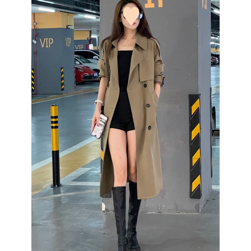 今年人気の女性用グレーウインドブレーカーコート2025年春秋新作カジュアルスモールミドルコート