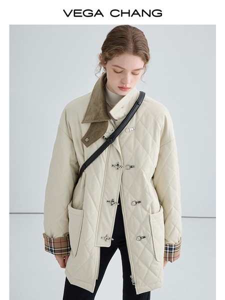 人気スタイルのストレートドロップスクエアカラーキルティングキルティングジャケット