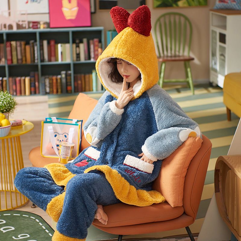 フランネル 可愛い カートゥーン スイート ウォーム 裹起毛 厚手 パジャマ お肌に優しい 柔らかい ホームウェア