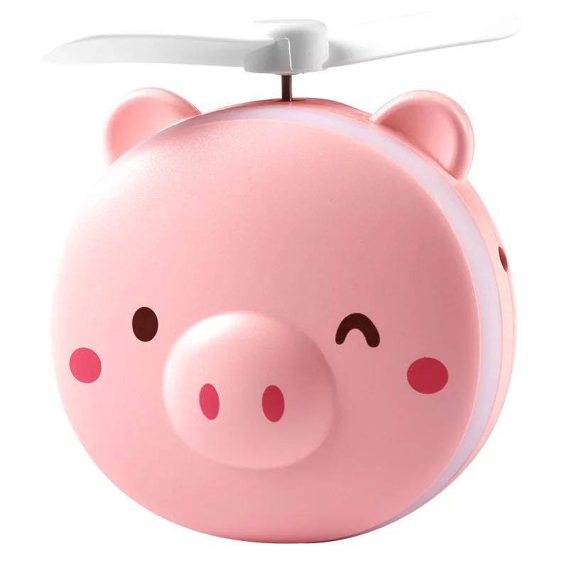 子豚の美しさのミラーファン多機能ハンドヘルド 手持ち 漫画かわいいメイクアップミラー大きな風電気フ 携帯扇風機 開店記念セール Vivalafocaccia Com