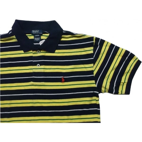 ボーイズサイズ 半袖 ボーダー ワンポイント 鹿の子 ポロシャツ ネイビー boys PR2-454