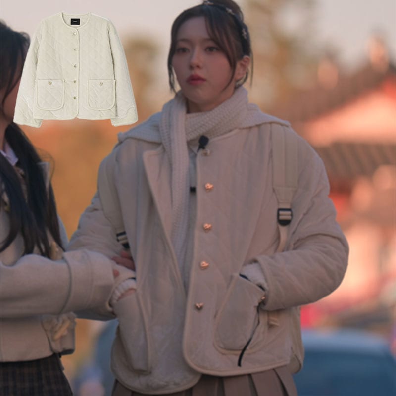 [FIFTYFIFTY MOON CHANELLE 着用!] HEART BUTTON VELVET QUILTING JACKET (3COLORS)