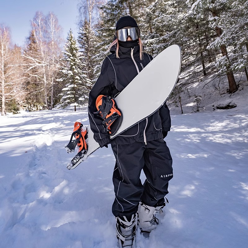 スノーボード スキー スキーウェア スキー ウィンタースポーツ スキーウェア スキー レディースウェア メンズ女性用スキースーツ暖かいスプリット反射ストリップトップ男性用シングルボードおよび