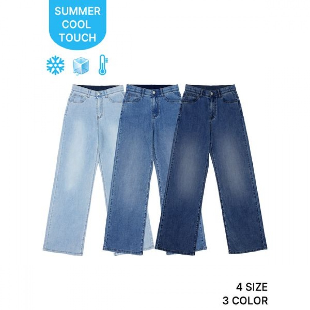 [Jean Mania] サマーレディースワイドシンデニム/クールハイウエストクールタッチジーンズ 7,189円