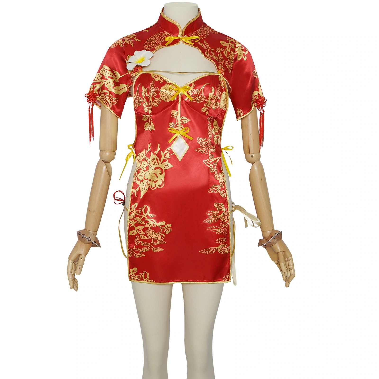 覇王春麗cos服春麗新春赤いチャイナドレスコスプレ衣装