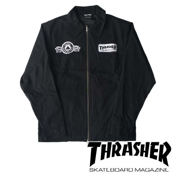 スラッシャー THRASHER メンズ コットン 長袖　ジャケット ブラック トップス ロゴ 男性用 スケーター インポート ストリート スタイル ブランド HIPHOP ウェアー B系 ウェア アメ