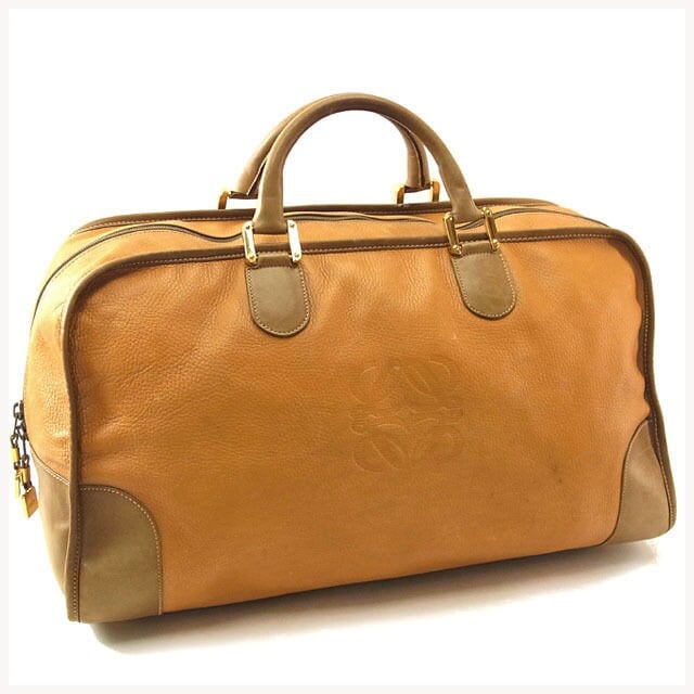 ボストンバッグ トラベルバッグ アナグラム アマソナ ライトブラウン ベージュ ゴールド 中古