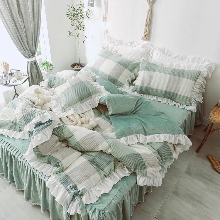 【TIME HOLDER】全4色 布団カバーセット レース フリル 可愛い 韓国風 寝具カバーセット 冬 3点セット 4点セット 洋式 和式 オシャレ 掛け布団カバー 無地 リボン 敷きカバー ベッド 5,184円