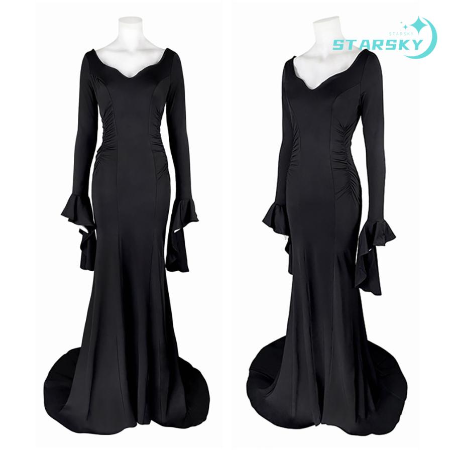 アダムス・ファミリー　モーティシア・アダムス Morticia Addams 風　コスプレ衣装 大人用　コスプレ服 コスチューム　服 ハロウィン イベント