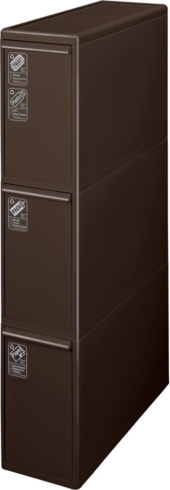 吉川国工業所 BS-3BR 分別引き出しステーション スリム3段 42L(ブラウン) BS3BR