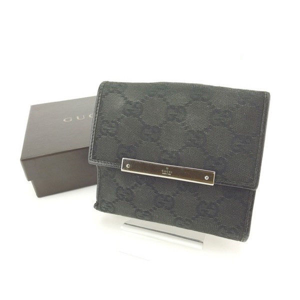 Wホック財布 ＧＧキャンバス ブラック 中古