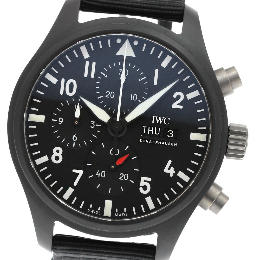 IWC SCHAFFHAUSEN IW389101 パイロットウォッチ トップガン デイデイト クロノグラフ 自動巻き メンズ 美品 箱・保証書付き_845499【中古】