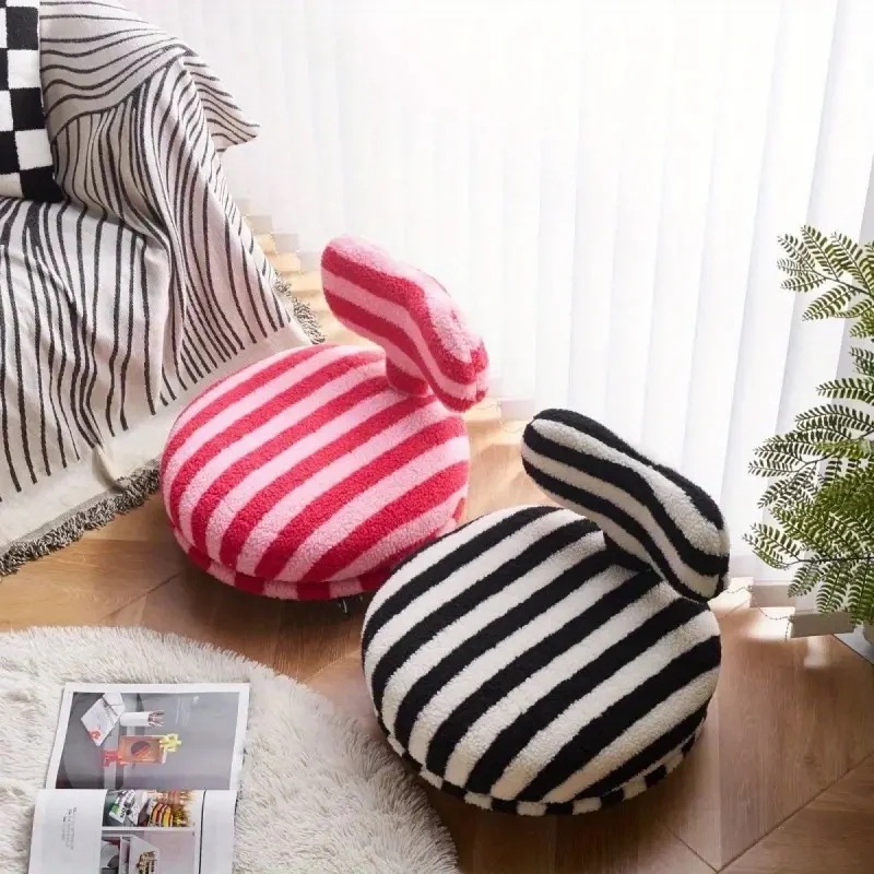 チェア 畳み式 回転式 キャスター 付き おしゃれ かわいい インテリア 北欧 座椅子 いす イス ラウンド 円形 ボーダー ピンク ブラック