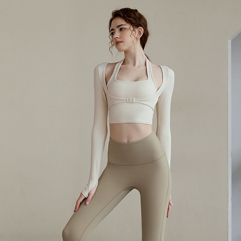 ヨガ服の女性の夏の胸パッドは2枚の偽物で薄いランニングスポーツの半袖トップスダンスフィットネス服の 母の日-0009347