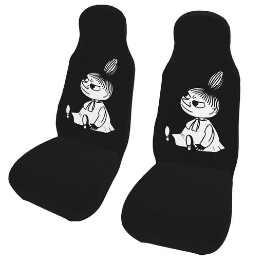 ムーミン カーシートカバー 2枚セット 前席用 軽 普通車適用 フロント 軽自動車 シートカバー 背面フルカバー ブラック 運転席 助手席 車用 シート カバー