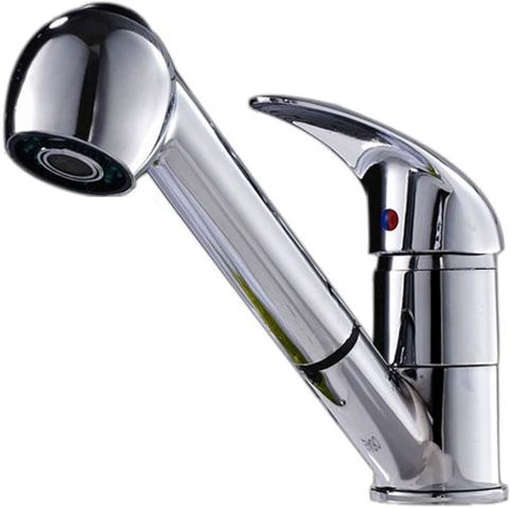 ライフシステム 伸縮 ハンド シャワーノズル シングルレバー 混合水栓 キッチン 洗面用 伸縮ノズル シャワーヘッド 水道 蛇口 (鏡面クロムメッキ)