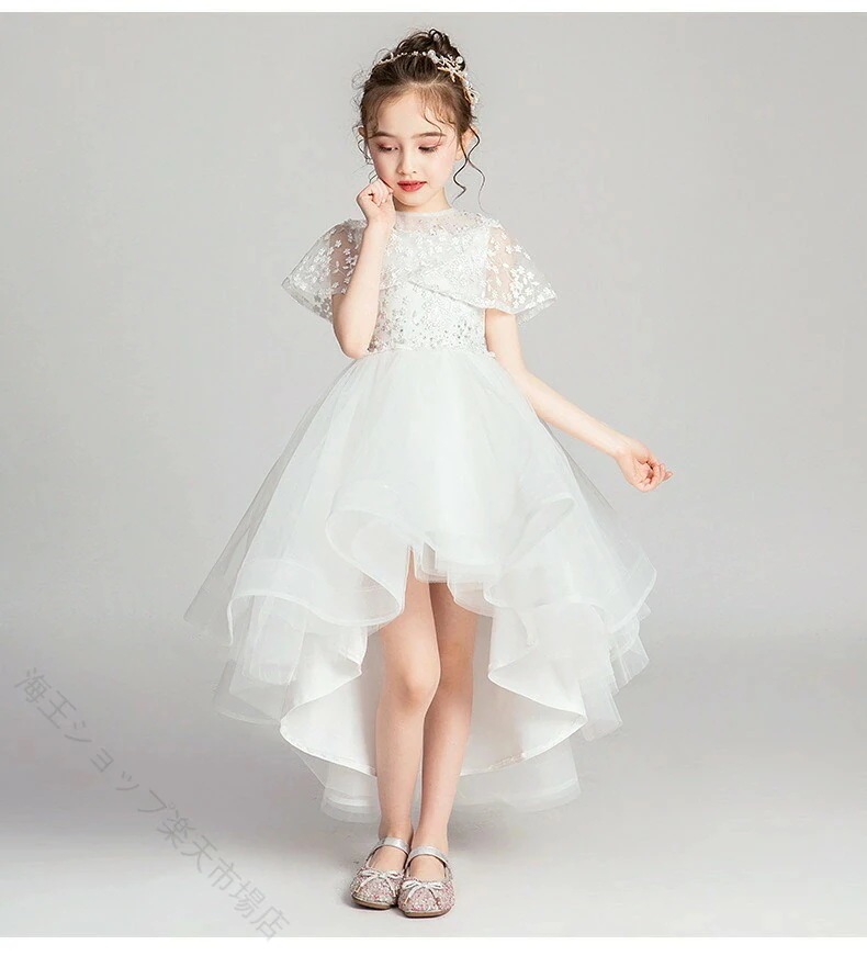 花柄デザイン 子供用フォーマルドレス ショート丈 ピアノ発表会 華やかな 子ども用ドレス カラフルデザイン キッズウェア 演奏会用衣装 ジュニアドレス ウェディングファッション フラワーガール用 七五