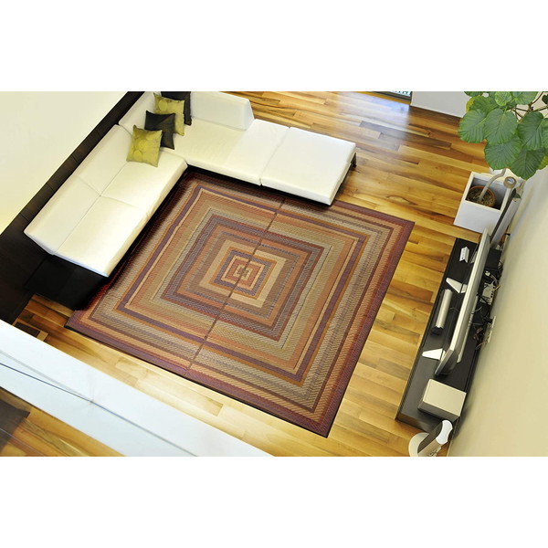 1709150 純国産 袋三重織 い草ラグカーペット ＤＸグラデーション ブラウン 約140200cm 不織布【沖縄北海道離島配送不可】 メーカー直送