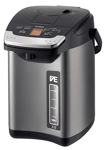 タイガー魔法瓶(TIGER) 電気ポット 蒸気レス 節電VE 安心・安全構造 お湯計量機能付き とく子さん 3L ブラック PIG-H300K