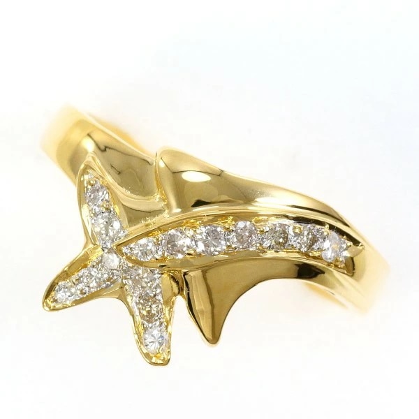 K18 18金 YG イエローゴールド リング 指輪 15号 ダイヤ 0.17 ジュエリー 中古