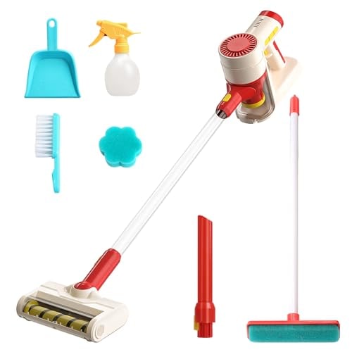 Cute Stone 掃除機 おもちゃ おままごと 家事セット 知育玩具 ごっこ遊び 電動式 効果音付き 真実な体験 お掃除セット 子供用クリーニングプレイセット 女の子 男の子 誕生日 クリスマス