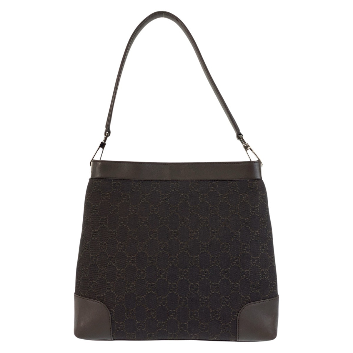 美品 ブラウン シルバー金具 GGキャンバス/レザー 143745 ショルダーバッグ レディース 503793