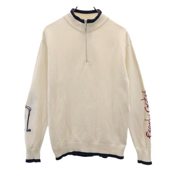 日本製 ゴルフ 長袖 ハーフジップ セーター 4 ホワイト系 ニット メンズ 5,527円