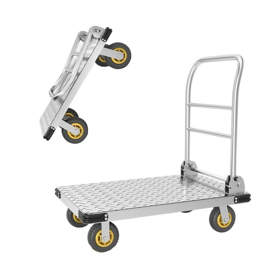 キャリーカート 台車 荷台 耐荷重 250kg 折畳み 静音 軽量 業務用 キャリーカート 75×48cm 大天板 耐摩耗性 安定 ゴム車輪 二層鋼管手すり 運搬台車 柔軟なハン