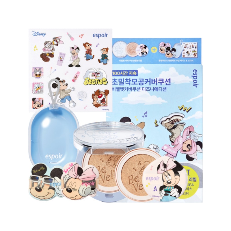 [ディズニーコラボ]NEWビーベルベット カバークッション SPF42 PA++（本品＋リフィル＋ふわふわパフ2個＋ケース＋ステッカー）