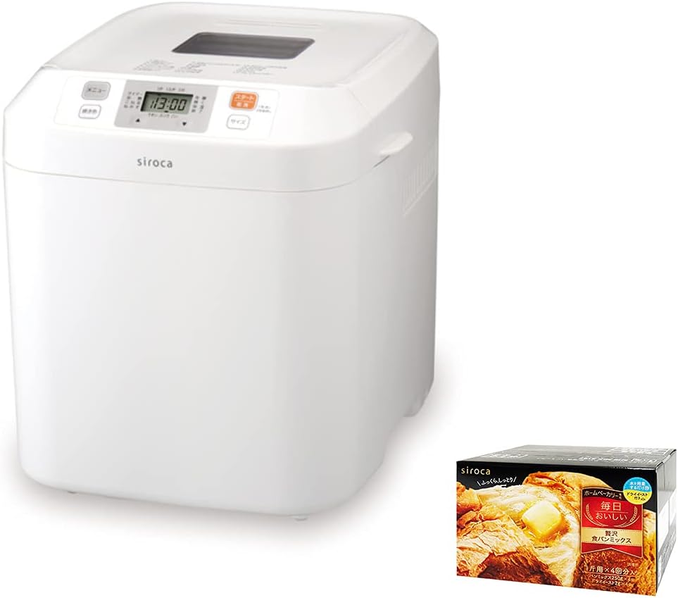 【シロカ公式ストア限定】シロカ ホームベーカリー 全自動 SB-111 餅つき機 もちつき 最大2斤 ジャム バター 蕎麦 うどん + 贅沢食パンミックス (1斤×4袋)