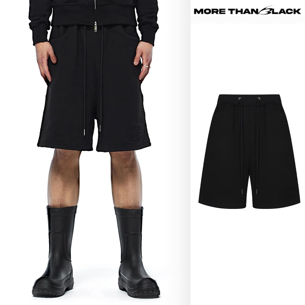 [MORE THAN BLACK] CUT OFF SWEAT SHORTS