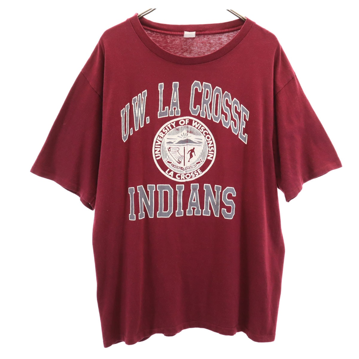 ARTEX アルテックス 70s ヴィンテージ USA製 半袖 カレッジ 3段プリント Tシャツ XL レッド ウィスコンシン大学 シングルステッチ メンズ 古着